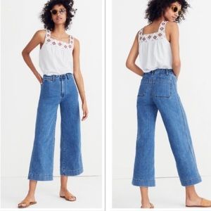 Madewell Emmett Wide-Leg Crop Blue Jeans in Rosalie Wash size 28